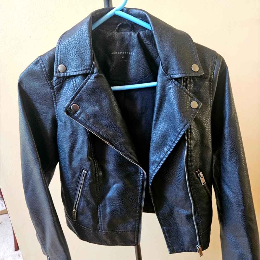 Aeropostale Women's Black Leather Jacket